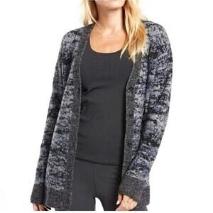 Athleta Westlake Textured Cardigan Sweater Wool Blend Fog Camo Cool Medium